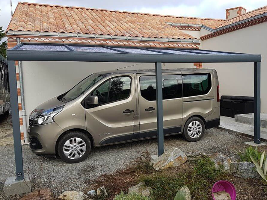 carport aluminium adossé toit plat
